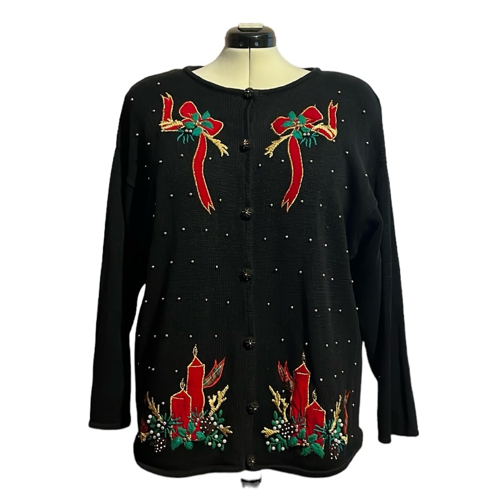 Vintage Victoria Jones Woman Ugly Christmas Sweater Cardigan